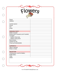 The Wedding Planner Flowers Worksheet Has Plenty Of Space For You To Keep Track O Wedding Planner Printables Wedding Planning Binder Wedding Planning Worksheet