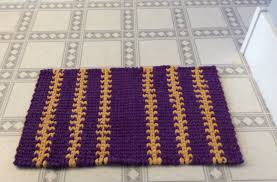 Teoma.us has been visited by 100k+ users in the past month Purple And Gold Handcrafted Twined Rag Rug Ready To Ship Scatter Rug Sports Fan Throw Rug 26x16 Washable