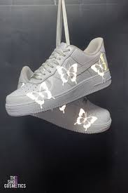 Reflective Butterfly Nike Air Force 1 Custom Sneakers In 2020 Butterfly Shoes Nike Shoes Photo Personalized Shoes