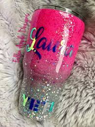Black And Silver Ombre Tumbler Hot Pink To Silver Glitter Personalized Tumbler Etsy Yeti Cup Designs Tumbler Designs Glitter Tumbler Cups