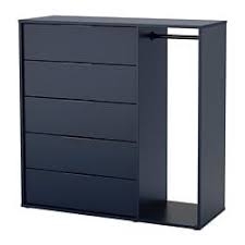 Nordmela Chest Of Drawers With Clothes Rail Black Blue 46 7 8x46 1 2 Ikea In 2020 Clothes Rail Ikea Chest Of Drawers