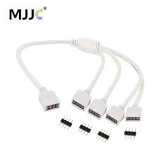 Strip Accessories 1 To 2 3 4 Ways Output 4 Pin 10mm Female Connector Splitter Rgb Led Strips Extension Cable For 5050 Led Str Rgb Led Extension Cable Led Strip