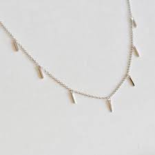 Dangle Choker Necklace In Sterling Silver Mini Tag Dangle Choker Sterling Silver Fringe Choker Mini Rectangle Dangle Necklace Dangle Necklaces Choker Necklace Necklace