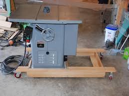 Homemade Mobile Base For Unisaw Woodworking Shop Storage Ideas Table Saw Accessories Table Saw