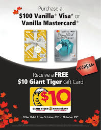 Simply enter in your gift card serial number and pin number to obtain your gift card balance. Giant Tiger Purchase A Vanilla Prepaid 100 Visa Or Mc Get A 10 Giant Tiger Gift Card From Oct 23rd To Oct 29th Redflagdeals Com Forums