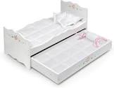 Badger Baskt Doll Bed with Trundle and Bedding – Elegant White and Rose Bed for 18 to 20-Inch Dolls with Deluxe Mats and Pillows