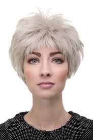 But the back section of hair is neatly tied into a bun or if you've very short hair that cannot be tied into a bun, then simply comb your hair and hold in place with a hair spray. Lady Quality Wig Short Volume Silver White Grey Hair Older Woman Voluminous Backcombed