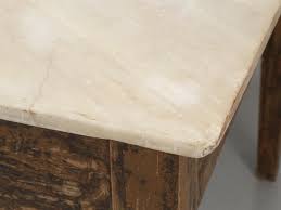 This elegant dining table features a sturdy base crafted of flawless metal and. Antique French Work Table Or Kitchen Island With A Marble Top At 1stdibs