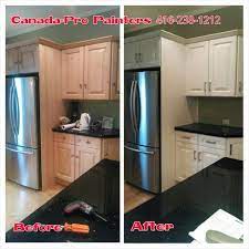 Should you do them first, or wait until after you've replaced the we're often asked whether we recommend painting kitchen cabinets before or after the new you can see that the white subway tile covers enough surface area to really make a different in this white kitchen. Natural Maple Cabinets Repainted In Benjamin Moore Color Oc 17 White Dove Maple Kitchen Cabinets Refinishing Cabinets Maple Kitchen