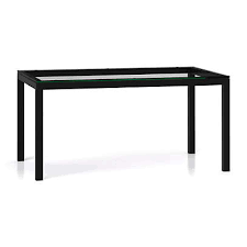 Glass provides a layer of protection as well as providing a clean and beautiful surface. Parsons Clear Glass Top Dark Steel Base Dining Tables Crate And Barrel