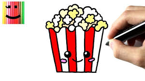 Comment Dessiner Des Pop Corns Tutoriel How To Draw A Popcorn Josefa Zholtan Ben Davy Ben Commen Kawaii Drawings Cute Kawaii Drawings Corn Drawing