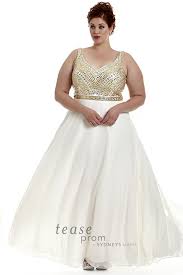 Plus Size White And Gold Prom Gown White Prom Dress Dresses Plus Size Prom Dresses
