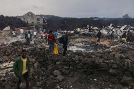 Lava flowing from the volcanic eruption of mount nyiragongo near goma, in the democratic republic of congo. H Rigsjxskaesm