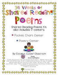 34 Weeks Of Shared Reading Poems Pocket Chart Poetry Centers Shared Reading Poems Reading Poems Shared Reading