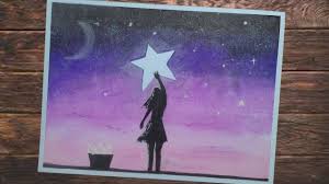 Cara yang ditunjukan ini merupakan kaedah cadangan yang mudah sesuai untuk. Wanita Meraih Bintang Pemandangan Malam Cara Menggambar Dengan Crayon Oi Cara Menggambar Lukisan Gambar