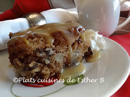 Les Plats Cuisines De Esther B Gateau Pouding Aux Pommes Sauce Au Caramel Desserts Cake Desserts Food