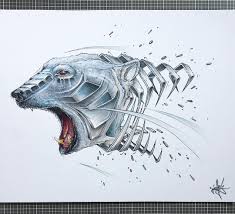 Slice Art By German Artist Jayn Animal Drawings Artwoonz Animal Drawings Art Broken Drawings