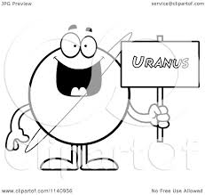 The color of uranus comes from its atmosphere. Cartoon Clipart Of A Black And White Planet Uranus Holding A Sign Vector Outlined Coloring Page By Cory Thoman 1140956