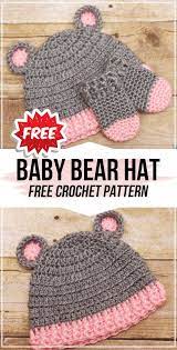 Crochet Baby Bear Hat And Mittens Free Pattern Crochet Baby Hat Patterns Crochet Baby Mittens Baby Mittens Pattern