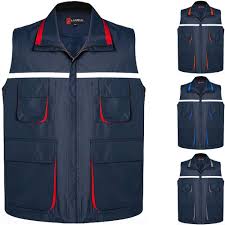 Mens Multi Pockets Bouncer Ranger Vest Patrol Security Guard Safety Hi Vis Vests Vestimenta Hombre Chaleco Casual Ropa De Trabajo