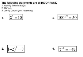 Introducing Exponent Rules With Mistakes The Following Statements Are All Incorrect Identify The Mistak Math Middle School Math Classroom Math Teacher