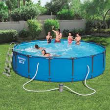 Bestway Steel Pro Max Round Tubular Detachable Pool With Cartridge Scrubber 457x107 Cm 56488 Poolfunstore