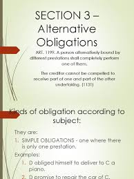 Here are all the possible meanings and translations of the word. Section 3 Alternative Obligations Law1 Rescission Indemnity