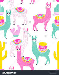 Vector Illustration Of Sweet Llama Or Alpaca And Cactus Seamless Pattern Of Hand Draw Llama South America S Llama Illu Cute Alpaca America Art Llama Pictures