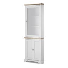 Finished in a distressed sand shell white, this corner curio cabinet is constructed out of solid hardwoods and will last for lifetimes to come. Florence White Corner Dresser Large Glass Display Cabinet And Cupboard Assembled Ebay