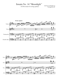 Moonlight sonata, alto saxophone & piano. Moonlight Sonata 3rd Movement String Quatract Sheet Music For Violin Viola String Duet Musescore Com