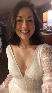 Boho Bell Sleeve Wedding Dress, Lace Boho Wedding Dress, Flowy V Neck  Wedding Dress, Lace and Chiffon Wedding Dress