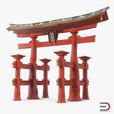 Torii Gate Itsukushima Shrine 3d Model Torii Gate Torii Gate Drawing Japanese Torii Gate Drawing