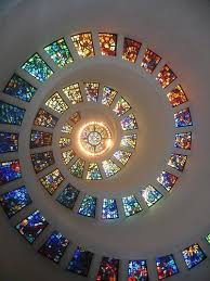 This Magnificent Stained Glass Spiral Is Called The Glory Window It Forms The Ceiling Of The Cha Stained Glass Window Film Stained Glass Stained Glass Mosaic