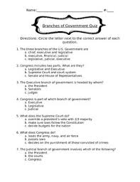 The national judiciary and the state courts • the constitution created the supreme court and left congress to establish the inferior courts—the. Branches Government Quiz Worksheets Teaching Resources Tpt