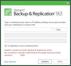 I've seen several posts on this and have tried stopping the core service, running nxdbmgr check and nxdbmgr unlock, and restarting the core service. Kb2127 Console Error Failed To Connect To Veeam Backup Replication Server
