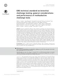 Pdf Ers Technical Standard On Bronchial Challenge Testing General Considerations And Performance Of Methacholine Challenge Tests