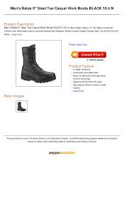 Department of defense for military personnel. Men S Bates 9 Steel Toe Casual Work Boots Black 10 5 N