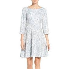 For The Temperley London Aster Flower Ice Blue Lace Dress Lace Blue Dress Fit Flare Dress Fit N Flare Dress