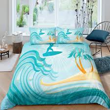 All orders are custom made and most ship worldwide within 24 hours. Tropical Hawaiian Beach Comforter Cover Surfing Sports Ocean Wave Blue Print Print For Boys Kids Child Teens Modern Comic Style Bedding Duvet Cover Set Chic Decorative Us Twin Full Queen King Size Au Double