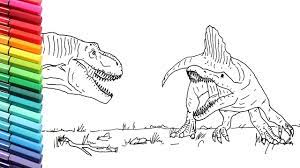 I was not pissed of when the rex died in the movie because i did belive that spinosaurus were the more. How To Draw Dinosaurs Spinosaur Vs Trex Drawing And Coloring Dinosaurs Battle For Kids Youtube