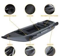 2 Person Inflatable Kayak, Fishing PVC Kayak Boat, Inflatable Boat Rescue  Rubber Rowing Boat with Pump, Aluminum Alloy Seat, Paddle, Inflatable Mat,  ...