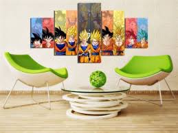 Canvas 5 Panel Goku Evolution Dragon Ball Z Painting Printed Wall Art Home Decor
