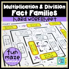 Multiplication And Division Fact Families Hard Worksheet