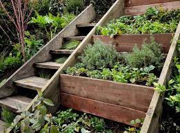 Wooden Outdoor Stairs And Landscaping Steps On Slope Natural Landscaping Ideas Sloped Backyard Landscaping Sloped Garden Natural Landscaping