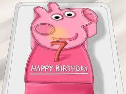 I made a regular chocolate sponge mix (6 eggs) baked in two 10″ x 7″ cake tins and filled with chocolate spread then laid with the 10″ sides together (10″ side to the top). How To Make A Peppa Pig Cake 12 Steps With Pictures Wikihow
