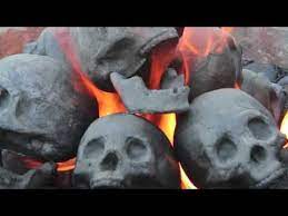 It is made from wood, bricks, fire glass, propane tank cover, wood glue, tape measure, drill, hinges, and barrel bolt lock. Fireproof Skulls For Your Firepit Skull Fire Fire Pit Diy Skulls