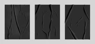 Black Glued Paper Set With Wet Wrinkled Effect Black Wet Paper Poster Template Set With Crumpled Texture Realistic Vector Posters Mockup In 2020 Poster Mockup Poster Template Templates