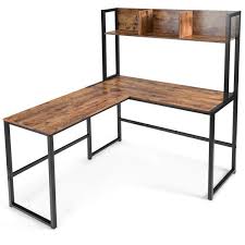 They are (usually) not symmetrical. Costway Black Industrial L Shaped 55 In Corner Computer Desk Gaming Table Desk With Hutch Bookshelf Hw63364 The Home Depot