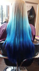 Natural Blonde To Dark Blue Ombre Hair Dyed Hair Blue Hair Color Blue Blue Ombre Hair