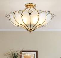 Aeyee Petal Brass Semi-Flush Mount Ceiling Light, Elegant ...